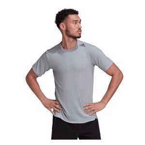 Adidas Men's Size Small Solid Color Designed For Training Tee HB9202 Gray/Silver